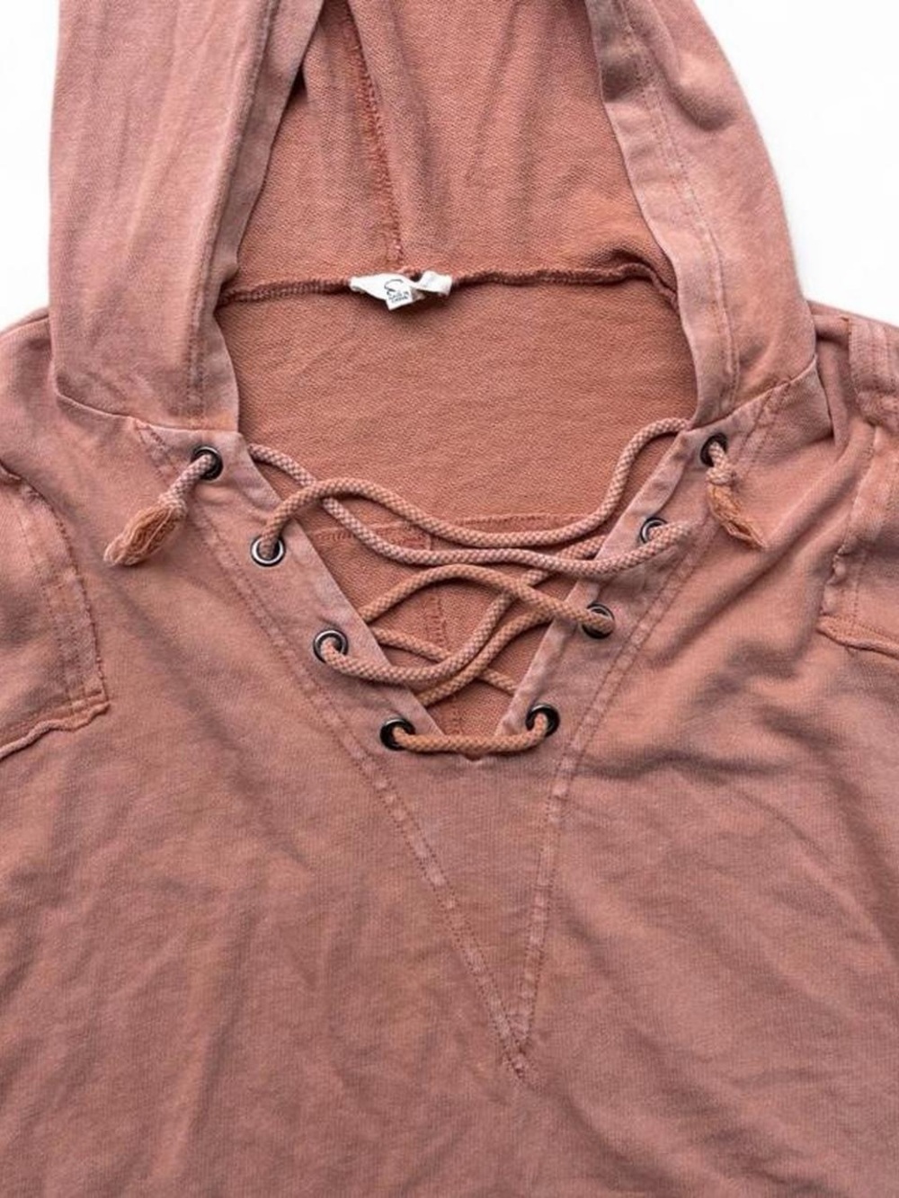 easel Lace-Up Hooded Sweatshirt in Dusty Rose